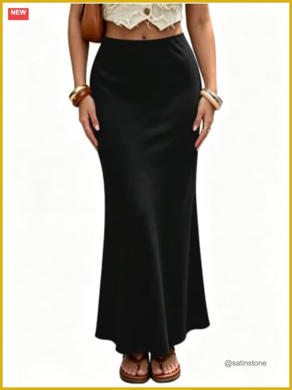 Linen Maxi Skirt Elastic Waist Flared Ankle-Length for Women